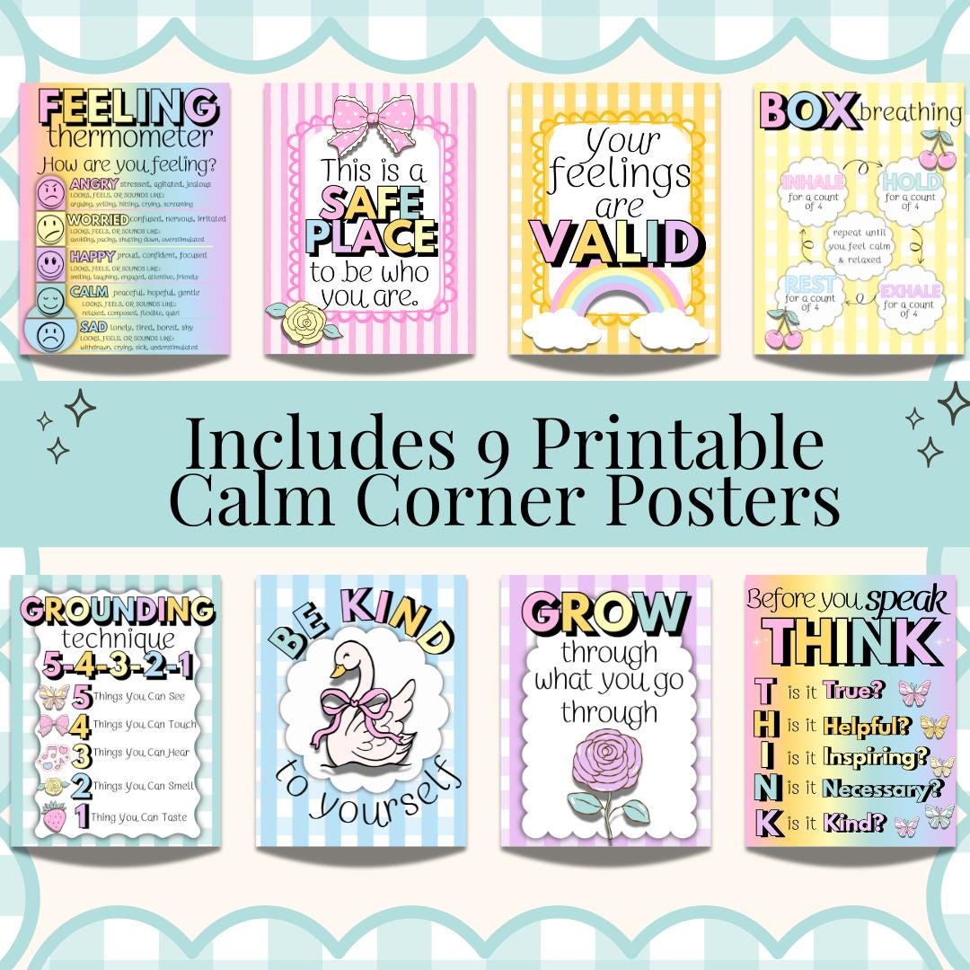 Calm Corner Classroom Posters Printable Pastel Classroom Theme Calm ...
