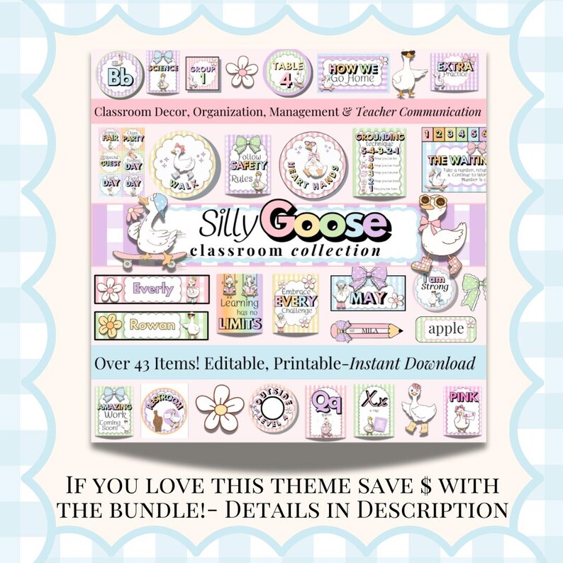 save money with the bundle silly goose classroom decor bundle
