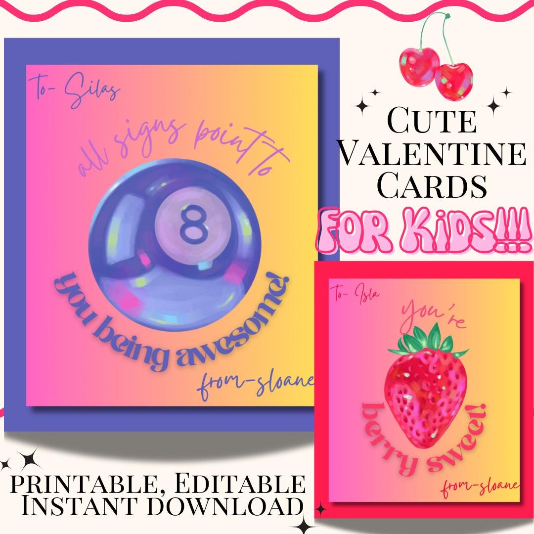 Cute Valentine Cards for Class Students Fun Valentines Card for School ...