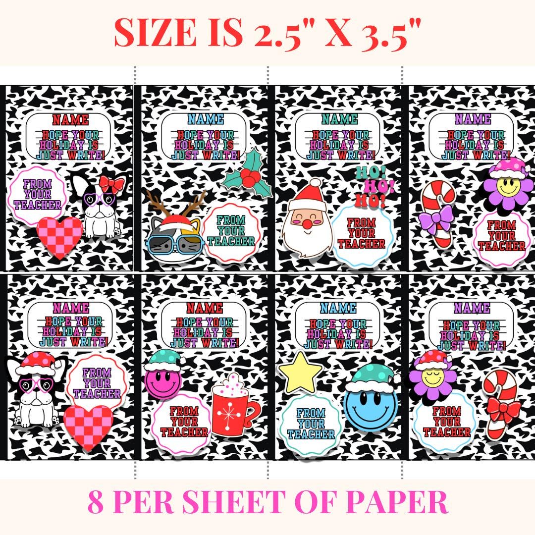 Teacher Gift Tags Christmas Gift Tag for Students From Teacher Editable ...