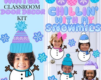 Snowmen Classroom Door Decor Kit Printable Christmas Bulletin Board Christmas Classroom Door Decor Chillin with my Snowmies (PDF Download)