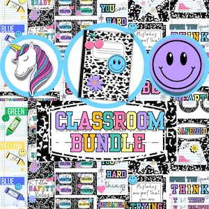 Classroom Decor Bundle Elementary Composition Notebook Classroom Theme Colorful Classroom Decor Bundle