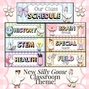 cute class schedule display with new silly goose classroom theme