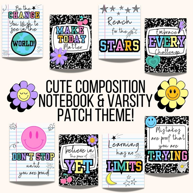 Growth Mindset Classroom Posters: Composition Notebook Theme (digital ...