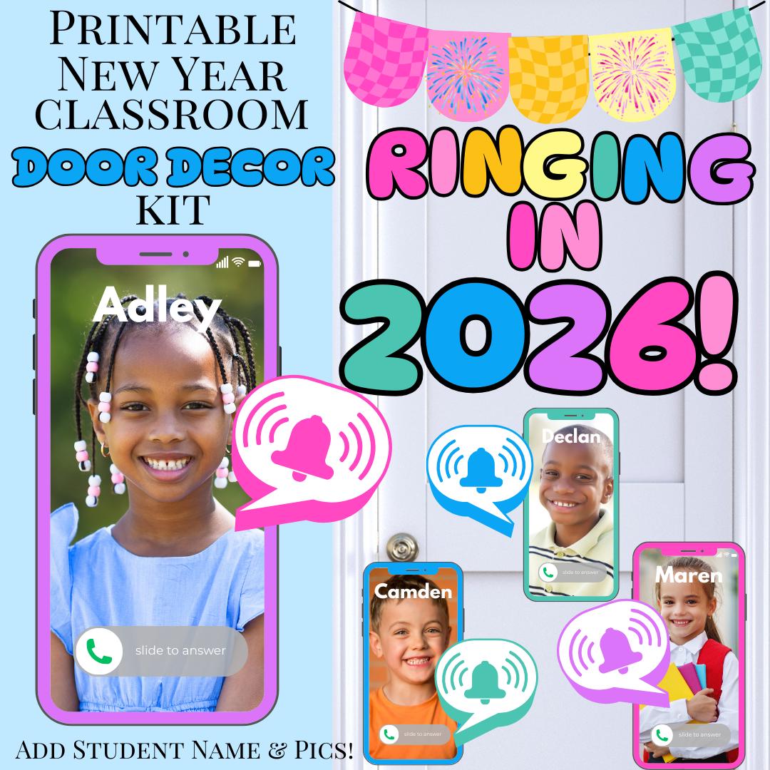 New Years Classroom Door Decor Kit Printable 2026 Classroom Door ...