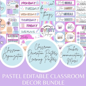 Pastel Classroom Theme Bundle Modern Classroom Decor Bundle Printable Classroom Calm Classroom Decor