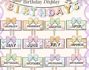Classroom Birthday Charts Printable Silly Goose Classroom Birthday Display Editable Birthday Bulletin Board Pastel Digital Download