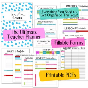 Teacher Planner | PRINTABLE SET | Undated | Large 8.5&quot; x 11&quot; Instant Download PDFs | Blue Dots