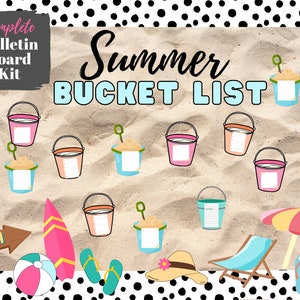 Summer Bulletin Board Kit Summer Bucket List Printable Bulletin Board Decorations Instant Download Summer Classroom Activity