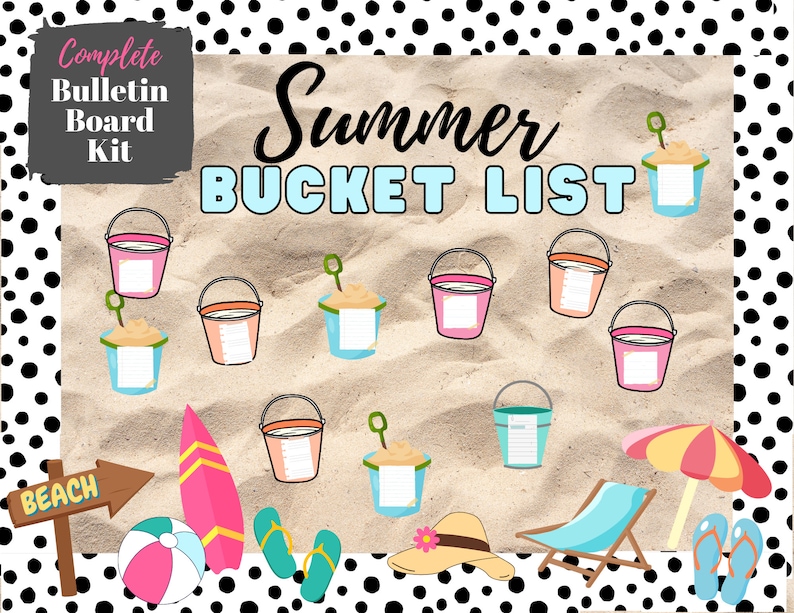 Summer Bulletin Board Kit Summer Bucket List Printable Instant Download image 1