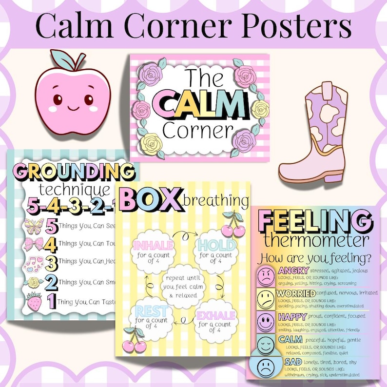 Calm Corner Classroom Posters Printable Pastel Classroom Theme Calm ...