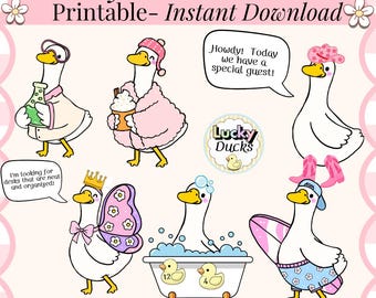 Class Goose Mascot and Silly Goose Classroom Management Tools Printable with Classroom Goose Accessories Seasonal Outfits