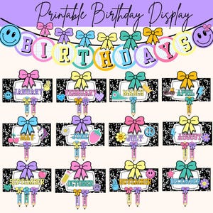 Birthday Display Classroom Birthday Chart Printable Classroom Composition Notebook Birthday Display Classroom Colorful Varsity Patch