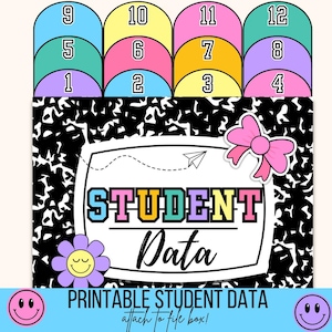 Student Filing Labels Student Data Bin Labels Student File Box Labels Classroom Student Labels Printable Composition Notebook Classroom