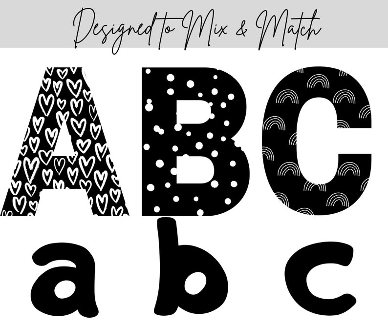 Bulletin Board Letters Printable Set of 15 Instant Download Pdfs Black ...
