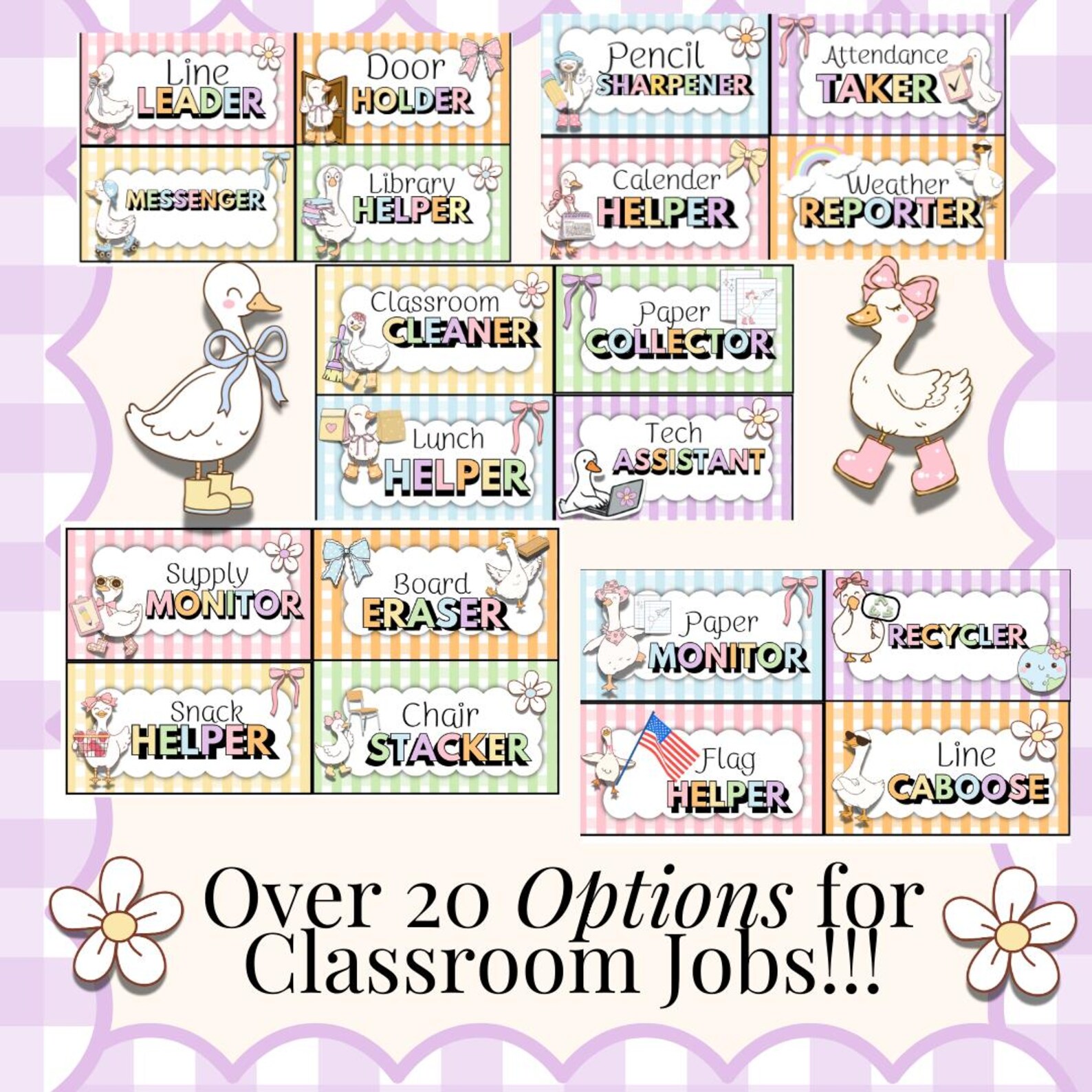 Classroom Job Chart Editable Printable Silly Goose Theme Classroom Job ...