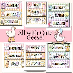 schedule cards include cute geese