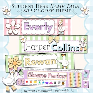 Klassenzimmer Schreibtisch Namensschilder Dumme Gans Thema druckbare Klassenzimmer Schreibtisch Namensschild Studenten Schreibtisch Namensschilder bearbeitbar (digitaler Download)