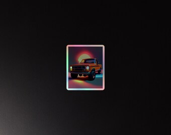 Retro futuristic pickup Holographic sticker