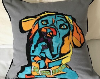 Custom Pet Pillow, Pop Art Pet Portrait, Custom Dog Memorabilia