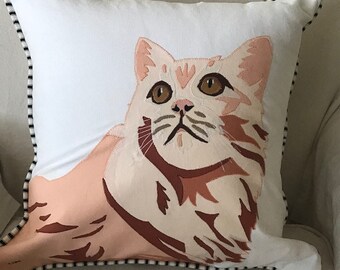 Custom Pet Portrait, Cat Pillow, Custom Cat, Custom Pet Pillow