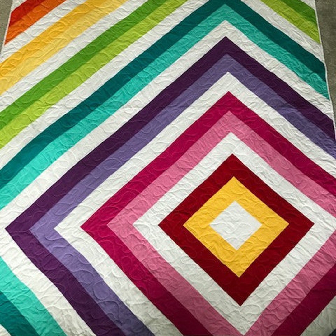 Handmade Modern Rainbow Quilt - Etsy