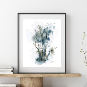 Original Abstract Landscape Watercolor Painting, Handmade Abstract Trees Wall Art