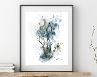 Original Abstract Watercolor Painting, Abstract Trees Painting, house gift, wall art, home decor
