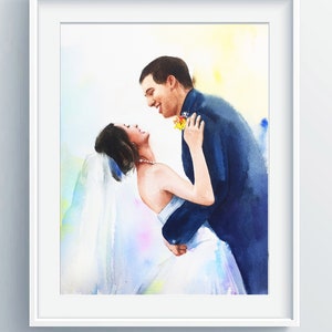 Custom Watercolor Couple Painting From Photo Original Artwork Personalized Wedding Anniversary Gift Art Commission image 5