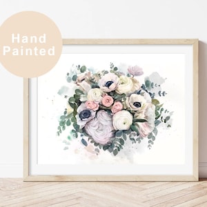 ORIGINAL Watercolor Wedding Bouquet Painting From Photo, Handmade Bridal Flowers Painting, Personalized Anniversary Gift