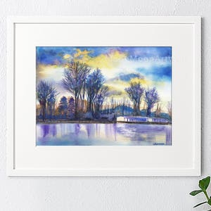 Original Aquarell Malerei, Landschaft, Haus Geschenk, Wand Kunst, Wohnkultur, Geschenk, kostenloser Versand