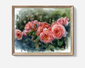 オリジナルバラの水彩画、花のアートワーク 11x15インチ - Etsy 日本