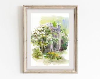 Original Landscape Watercolor Painting: Plain Air Painting in Park