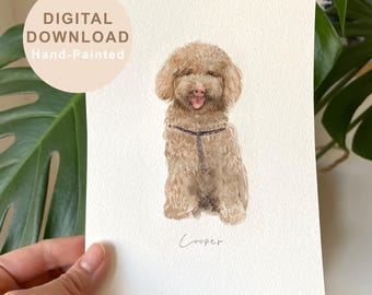 Hand-Painted Custom Watercolor Pet Portrait From Photo: Digital Download Only