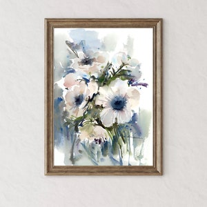 Original Abstract Floral Watercolor Painting: Handmade Botanical Wall Art (9x12 inches)