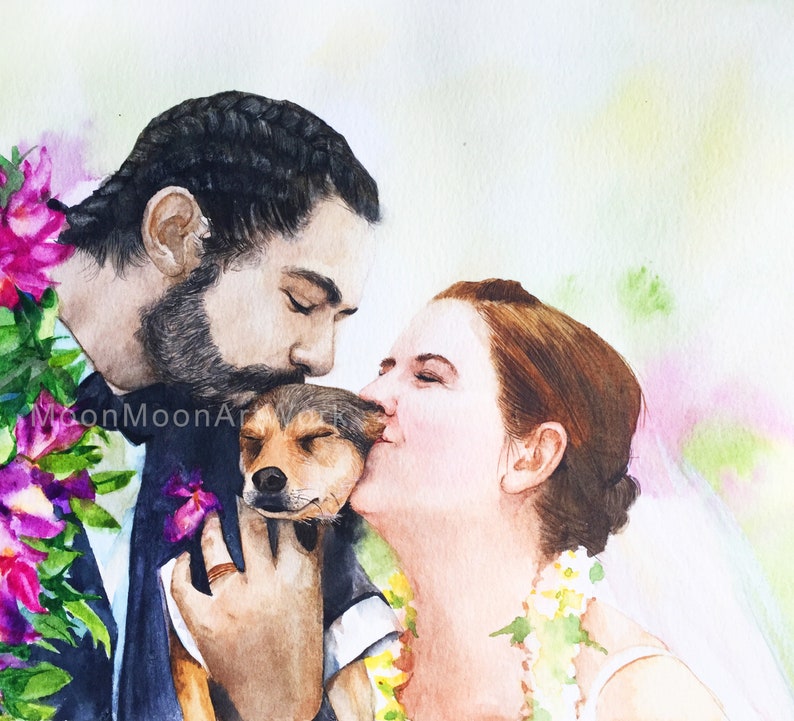 Custom Watercolor Couple Painting From Photo Original Artwork Personalized Wedding Anniversary Gift Art Commission image 6