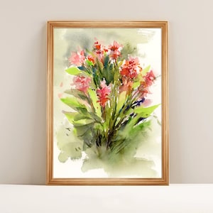 Original Abstract Floral Watercolor Painting: Handmade Botanical Wall Art (9x12 in)