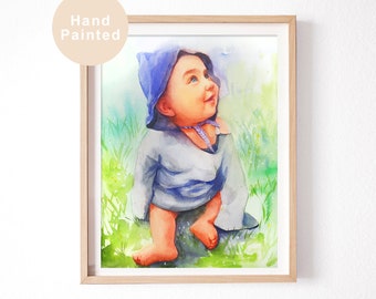 ORIGINAL Watercolor Family Painting, Custom Portrait Painting, Personalized Anniversary Gift, Gift For Mom And Dad