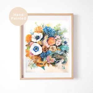 ORIGINEEL aangepaste bruidsboeket aquarel schilderij van foto, bloem schilderij, gepersonaliseerd huwelijksverjaardag cadeau, cadeau voor haar