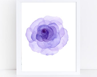 Original Purple Roses Watercolor Painting, Handmade Botanical Painting, Home Decor Wall Art, House warming gift