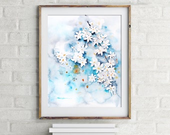 Original handmade watercolor painting, Cherry Blossom painting, Sakura botanical painting, wall art, home decor, house gift, poster
