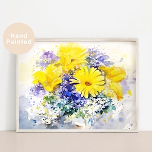 Real Watercolor Wedding Bouquet Painting From Photo, Original Artwork, Personalized Wedding Anniversary Gift, Art Commission