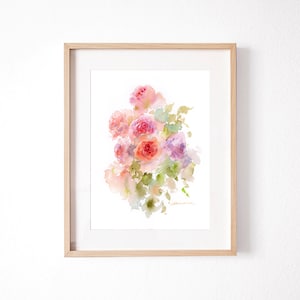 Original Roses Watercolor Painting, Loose Roses Art, Flower Wall Art, Botanical painting, Home decor, House Warming Gift