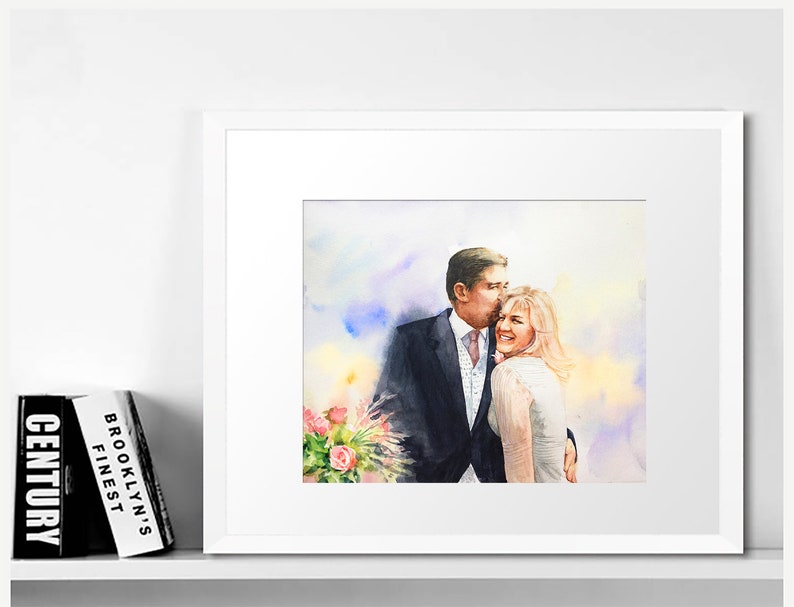 Custom Watercolor Couple Painting From Photo Original Artwork Personalized Wedding Anniversary Gift Art Commission image 7