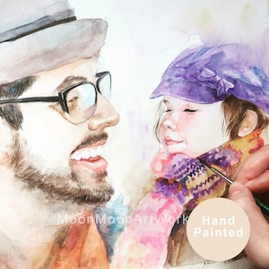 Art Commission Watercolor Family Painting From Photo, Custom Portrait Painting, Hand Painted by Artist, personalised Gift For Dad