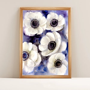Original Anemones Watercolor Painting, Handmade Flowers Painting, Abstract Flower Wall Art, Botanical painting, Home decor, House gift image 1