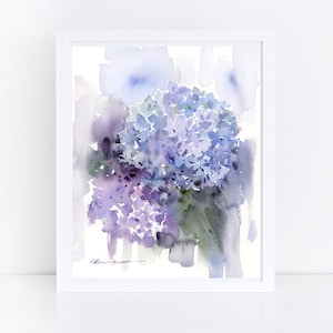 Original Artwork Hydrangea Flowers Watercolor Painting | Botanical Painting by Artist Winnie Chen | Floral Wall Art