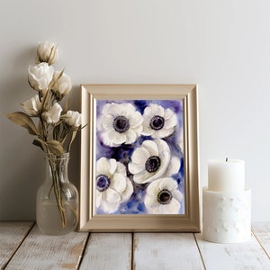 Original Anemones Watercolor Painting, Handmade Flowers Painting, Abstract Flower Wall Art, Botanical painting, Home decor, House gift image 2
