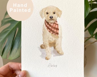Real Watercolor Custom Pet Portrait: Original Dog Painting from Photo