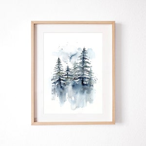 Original Artwork Pine Trees Watercolor Painting by Artist | Forest landscape Painting | Housewarming Gift| #2